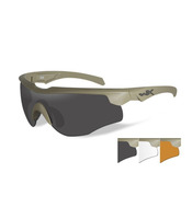 Brýle Wiley X, WX Rogue, sada skel: šedá+čirá+oranž,rámeček matný TAN, balistická odolnost